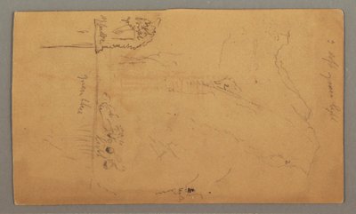 ドローイング、湖の上にそびえる山々、1868年7月撮影 作： フレデリックエドウィン教会