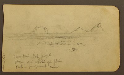 デッサン、山；裏面：山麓とランプ；山脈、1885年12月21日 作： Frederic Edwin Church