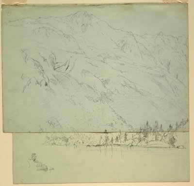素描、メイン州カタディン山、1870-78年 作： Frederic Edwin Church
