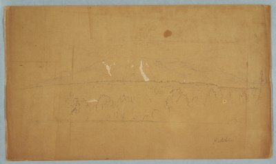 デッサン、メイン州カタディン湖からのカタディン山、1852年 作： フレデリックエドウィン教会