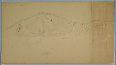 ドローイング、南東からのカタディン山；裏面はカタディン山、1876-78年 作： フレデリックエドウィン教会
