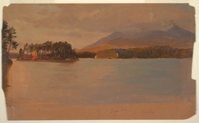 トーグ池から見たカタディン山、1878年 作： Frederic Edwin Church