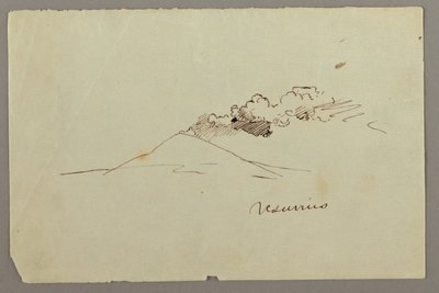 ドローイング、煙のヴェスヴィオ山、おそらく1868-69年 作： フレデリックエドウィン教会