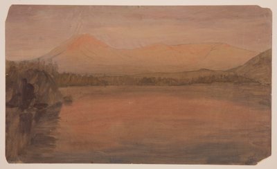 図面、カタディン山カタディン湖から見たカタディン山とターナー山、1860-78年 作： フレデリックエドウィン教会