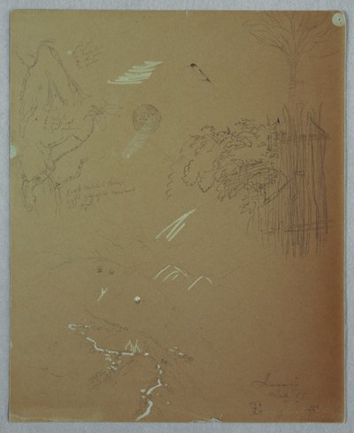 デッサン、自然研究、ブルー・マウンテンズ、ジャマイカ、1865年7月 作： Frederic Edwin Church