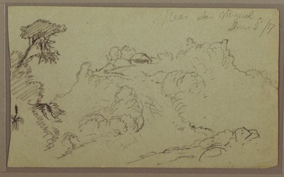 デッサン、エクアドル、サンミゲル近郊；裏面：未完成の山のスケッチ、1857年6月2日 作： フレデリックエドウィン教会