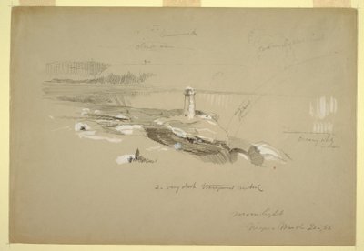 図面、テラピン・ポイントからのナイアガラの滝、1856年3月20日 作： Frederic Edwin Church