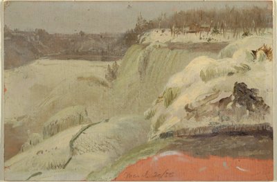 ヤギの島から見た雪のナイアガラの滝、1856年 作： Frederic Edwin Church
