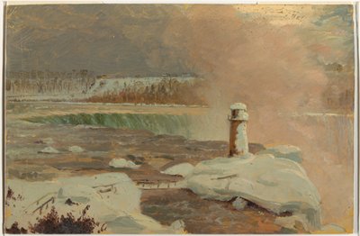 雪のナイアガラ川と滝、1856年3月 作： Frederic Edwin Church