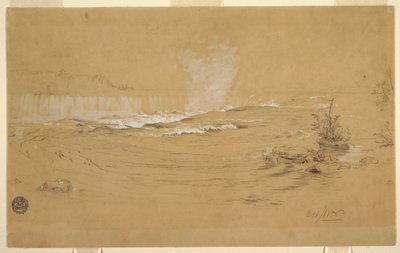 図面、ナイアガラ：カナダの滝とヤギの島、1856年10月 作： フレデリックエドウィン教会