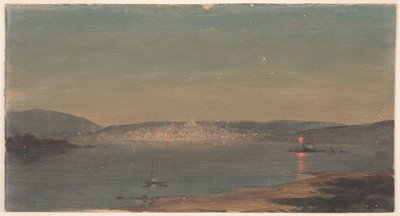 ドローイング、港の夜景、おそらく1868-69年 作： フレデリックエドウィン教会