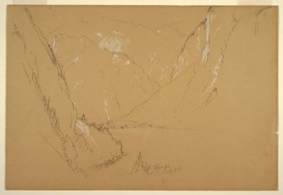 1868年7月17日、バイエルン州ベルヒテスガルデン近郊の「オーバーゼー」でのデッサン 作： Frederic Edwin Church