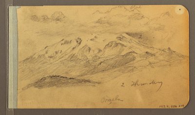ドローイング、オリサバ；裏面：曇り空、屋上、1889年 作： フレデリックエドウィン教会