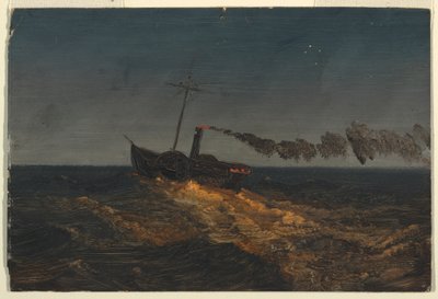 ドローイング、夕暮れの外輪船、1853年頃 作： Frederic Edwin Church