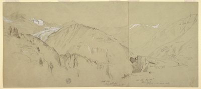 素描、ベル・アルプからの全景、1868年 作： フレデリックエドウィン教会