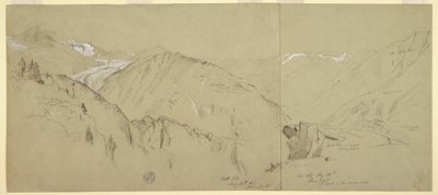 素描、ベル・アルプからの全景、1868年 作： Frederic Edwin Church