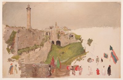 デッサン、街に入るパレード、ヤッファ、1868年3月初旬 作： Frederic Edwin Church