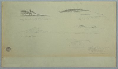 図面、フォゴ島の一部、インディアン・ルック、1859年7月2日 作： Frederic Edwin Church