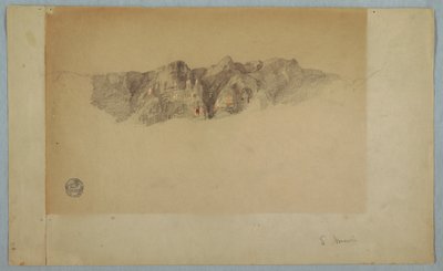 デッサン、地溝状の山脈の一部、おそらくエクアドルかコロンビア、1853年か1857年 作： フレデリックエドウィン教会