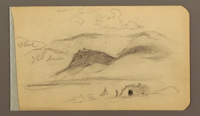 素描、平野、丘、町；裏面：山脈、1889年 作： フレデリックエドウィン教会