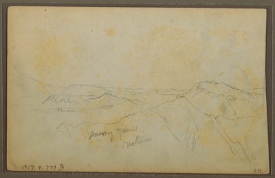 デッサン、ポパヤン、コロンビア；裏面：山の風景、コロンビア、1853年8月9日 作： Frederic Edwin Church