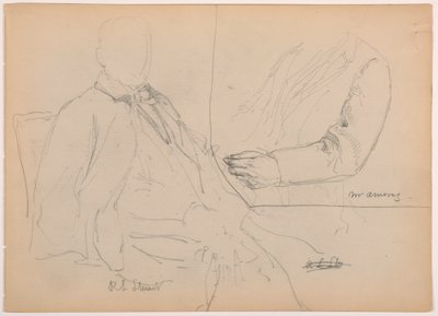 デッサン、ロバート・L・スチュアート座像、最初の肖像画、長老病院用；W・アーモリー氏、胸と腕の習作、1881年 作： Frederic Edwin Church