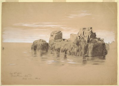 ドローイング、海岸の岩、グランドマナン島、カナダ、1851年9月2日 作： Frederic Edwin Church