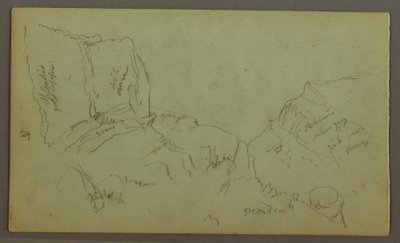 デッサン、ロッキー山脈の頂上、おそらく1868年 作： Frederic Edwin Church