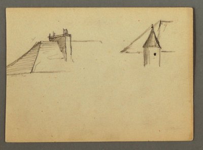 図面、煙突のある屋根、砲塔、1868年頃か 作： フレデリックエドウィン教会
