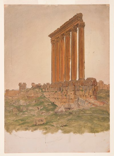 デッサン、ゼウス神殿跡、バールベック、1868年5月 作： Frederic Edwin Church