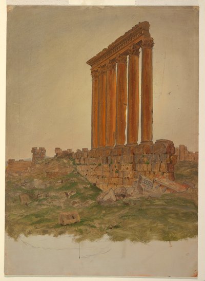 デッサン、ゼウス神殿跡、バールベック、1868年5月 作： Frederic Edwin Church