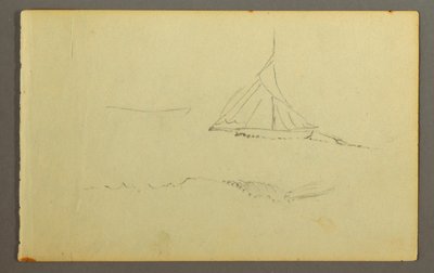 デッサン、左舷から見た帆船、1845年 作： Frederic Edwin Church