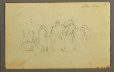 デッサン、左舷から見た帆船、1845年 作： Frederic Edwin Church