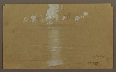デッサン、海景、ブロックスバーグ、裏面：丘と海、1865年8月 作： Frederic Edwin Church