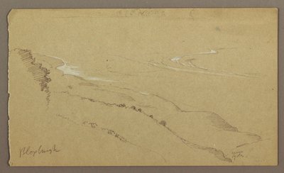 素描、海岸と海、「ブロックスバーグ」、1865年8月 作： Frederic Edwin Church