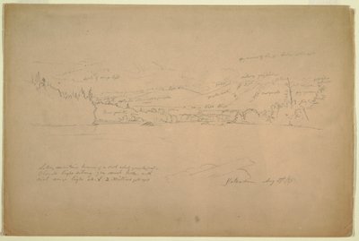 デッサン、湖畔とカタディン山の麓、1856年8月29日 作： Frederic Edwin Church