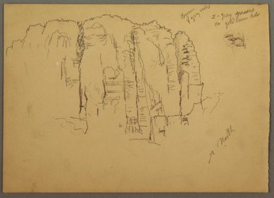 素描、ヨルダン、ペトラからのスケッチ、1868年2月 作： Frederic Edwin Church