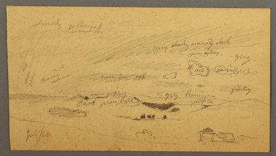ドローイング、尾根と虹の上の空の研究、1866年7月 作： Frederic Edwin Church