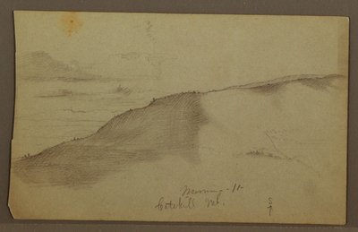 デッサン、傾斜のある山々、1860年代と思われる 作： Frederic Edwin Church