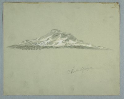 デッサン、雪に覆われたチンボラソ山の頂、エクアドル、1857年7月 作： Frederic Edwin Church