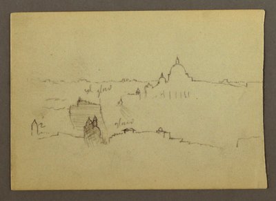 1869年1月、ローマの丘とスカイラインを背景に北側から見たサン・ピエトロ大聖堂。 作： Frederic Edwin Church