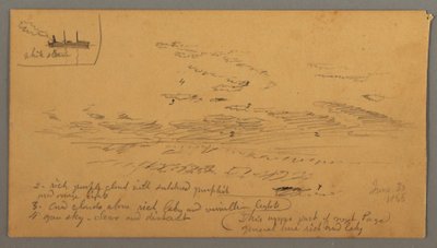 デッサン、蒸気船、空の習作、1866年6月30日 作： Frederic Edwin Church