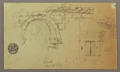 図面、石のアーチ、石の土台、1868年4月27日 作： Frederic Edwin Church