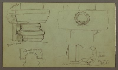 図面、アーチとアーチの基部の研究、1868年4月 作： フレデリックエドウィン教会