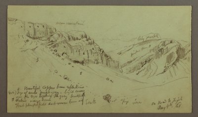 デッサン、谷の側面の習作、1868年5月4日 作： Frederic Edwin Church