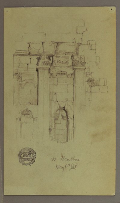 デッサン、寺院遺跡の研究、1868年5月8日 作： Frederic Edwin Church