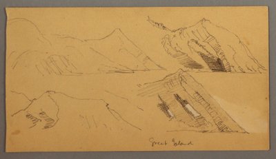 デッサン、岩壁の習作、1859年頃か 作： Frederic Edwin Church