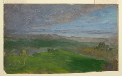 素描、夏の眺め、ハドソン渓谷、ニューヨーク、1870-80年 作： Frederic Edwin Church