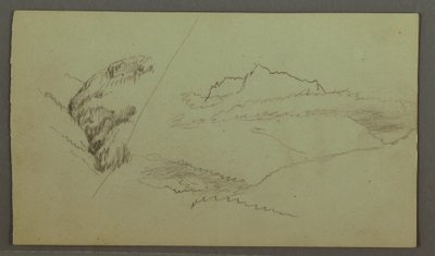 ドローイング、雲の上にそびえる頂上、狭い谷、おそらく1868年 作： Frederic Edwin Church