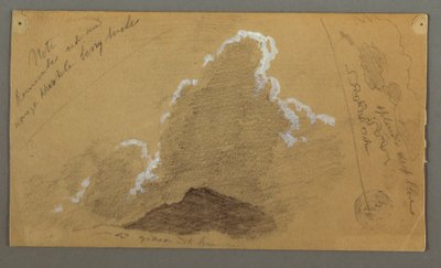 デッサン、大きな雲のある山頂、1868年頃か 作： フレデリックエドウィン教会